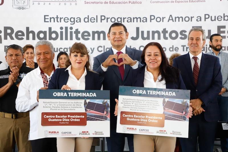 Gobierno de Puebla brinda bienestar y seguridad con dignificación de 107 planteles educativos
