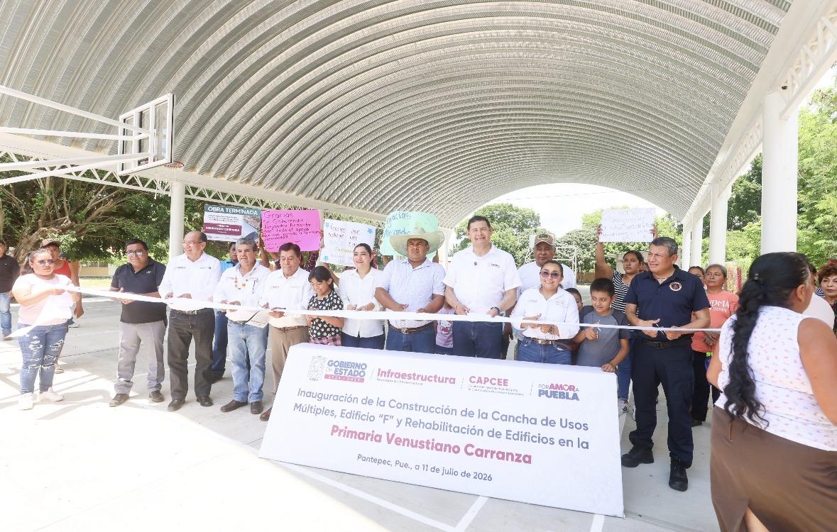 Recuperan Gobierno Federal y Estatal escuelas afectadas por lluvias en Pantepec