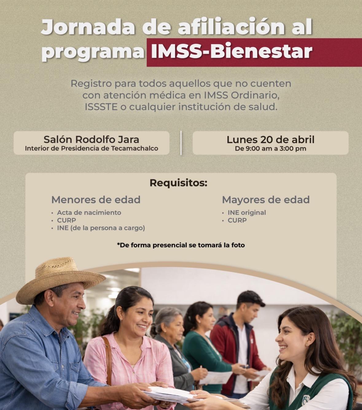 Jornada de afiliación al programa IMSS-Bienestar en Tecamachalco